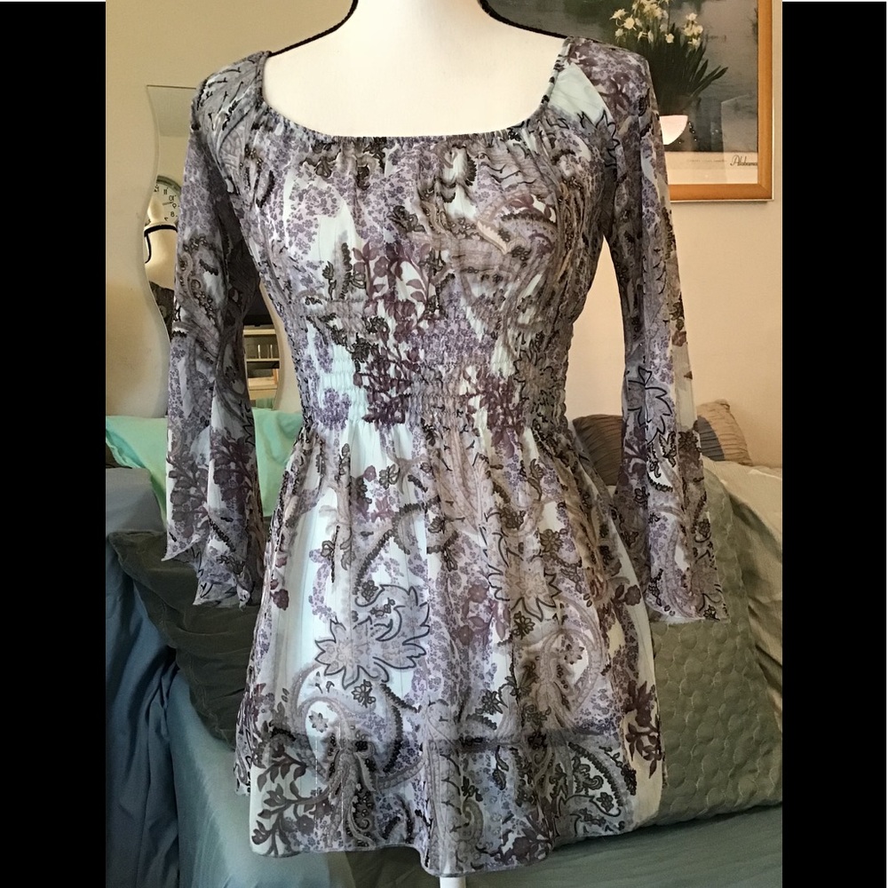 🏓 Jordache light blue/grey shiny blouse size 3/5